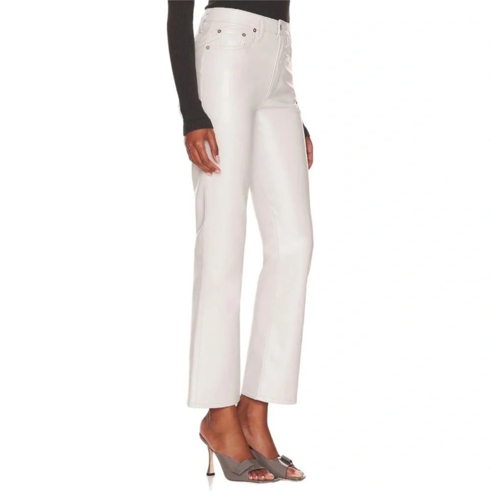 AGOLDE Pants Recycled Leather Boot Cut Pant in Wisp Gray / White Size 25